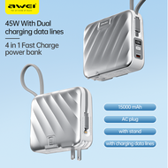 Awei P83K 15000mAh 45w Fast charging power bank with 3pcs 5000mAh powerbanks 4 in 1 for stand/AC Plu