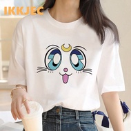 Japanese Anime Cat t-shirt female kawaii ulzzang japanese harajuku kawaii print t shirt streetwear vintage