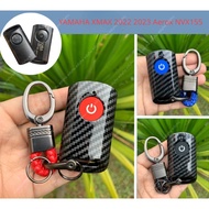 Carbon remote key cover Yamaha Xmax 2022 2023 Keyless Smartkey case shell keychain for Yamaha X-max 250 125 309 300 400 2020 2021 AEROX NVX155 QBIX JAUNS Key Case Auto Accessories