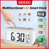 GEESO Multifunctional LED Smart Mini Digital Clock with Sensor Night Light Lamp Alarm for Room Offic