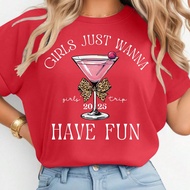 2025 Girls' Travel Graphic T-Shirt, Bestie Trip, Girls' Travel T-Shirt Design, Round Neck Short Slee