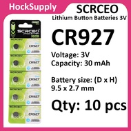 [10pcs] SCRCEO CR927 Lithium Cell Button Battery 3V