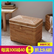 Rattan Storage Vintage Large Country Style Storage Basket Storage Box Nordic Handmade Straw Flip Cov