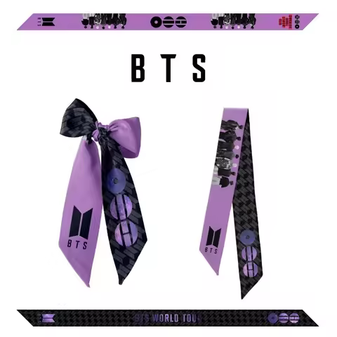 BT21 Cute Merchandise Support Ribbon Scarf, Creative and Personalized Hair Tie Wrist Scarf, High-app