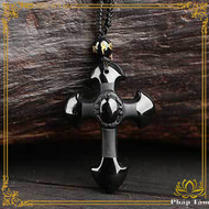 Mặt Dây Chuyền Thánh Giá Chữ Thập Thiên Chúa Đá Obsidian Đen Cao Cấp - Pháp Tâm