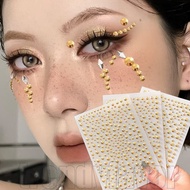 4Pcs Champagne Gold Diamond Face Stickers - DIY Body Art Decals - 3D Rhinestones Sticker - Y2k Glitt