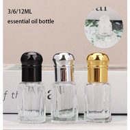3ml 6ml 12ml Clear Glass Essential Oil Travel Bottles Empty Roll On Refillable Perfume Bottle Roller Ball Containers