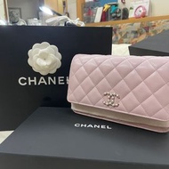 Chanel 珍珠logo櫻花粉🌸荔枝皮woc