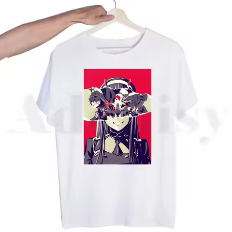 Zero TWO Darling In The Franxx Anime 02 Harajuku Short sleeves T-shirt Men Print T shirt Men Tops Te