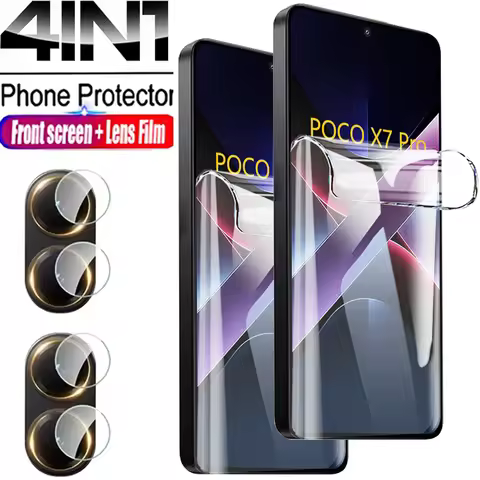 4in1 Hydrogel Film For POCO X7 X6 X5 X4 X3 Pro NFC GT Lens Protecte For POCO F7 Ultra M7 F6 F5 M6 Pr