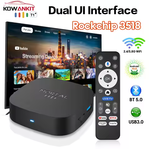 T1+ Smart Android TV Box 4K UHD Dual Band Wifi 2.4G/5G Bluetooth 5.0 Quad Core High Speed Running Me