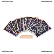 Set of 8 magical colorful scratch paintings with interesting drawing sticks