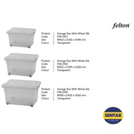 FELTON FSB2901/2902/2903 Rectangle Transparent 28/40/60L Big Storage Box Wheel Multipurpose Storage 