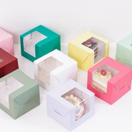 Single Cake Box 8.5 cm. Square Shape V-Shaped Window Size 10x10x8.5 cm (40 Pieces/Pack)