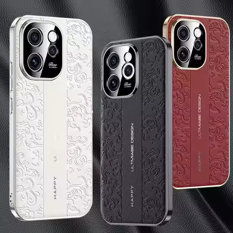 Luxury Auspicious Cloud Leather Carving Process Embossed Case For Reno 15 Pro reno15 OPPO Find X9 Pr