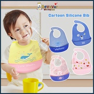 Bevavar Silicone Bib Newborn Baby Feeding Tableware Waterproof Cartoon Baby Bibs For Toddler Breakfa