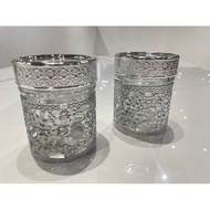 Vintage Style Glass Jar Covered with Batik Inspired Metal / Balang Raya Putih Glamour Klasik