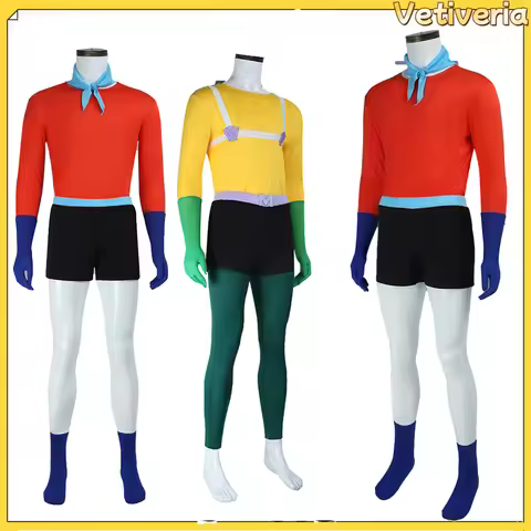 Adult Mermaid Man Cosplay Costume Barnacle Boy Sailor Uniform Top Shorts Gloves Scarf Halloween Carn