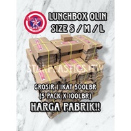 U[WHOLESALE 1 Bundle 500 Sheets] Thick Lunchbox OLIN Size S / M / L Paper Lunch Box Kraft Brown Brow