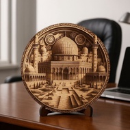 3D Wooden Carved Decorative Display Illusion Dome Of Rock Al Aqsa Mosque Palestine