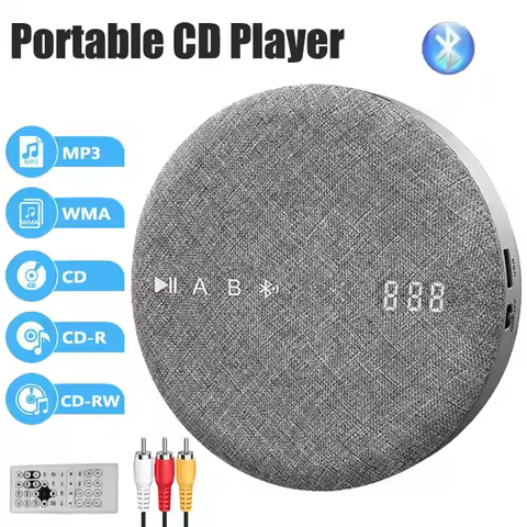 Portable CD Player Multi-functional Rechargeable DVD/VCD Players MP3 Walkman with Speaker Bluetooth 