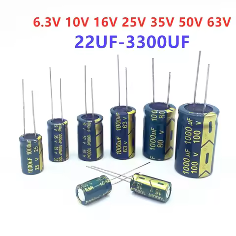 High Frequency 6.3V 10V 16V 25V 35V 50V 63V 22UF 47UF 100UF 220UF 330UF 470UF 680UF 1000UF 1500UF 22