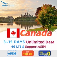 WeFly Canada Sim card 3-15 days 4G high speed +Unlimited data Roger