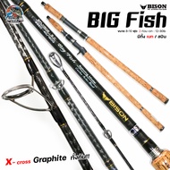 คัน BISON BIG FISH Graphite ลาย X-Cross เบท/สปิน พร้อมชุดแต่ง ด้ามก๊อกเคลือบอย่างดีสวยงาม ขนาด 7-10 