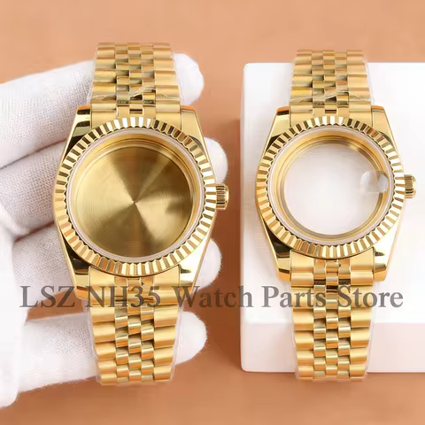 Gold NH35 36mm 39mm Luxury Men's Watch Case For Modified Datejust MOD NH35 NH36 Movement Replacement