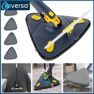Everso Triangle Microfiber Mop 360° Rotatable Adjustable Cleaning Mop with 4 Mop Pads and Window Squeegee Triangle Mop Twist Quick Dry Triangle Microfiber Mop