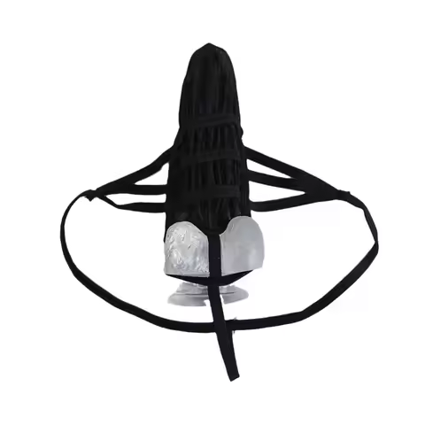 Men's Exotic Sheer Thong Underwear with Adjustable String Open Pouch JJ Cock Ring Bulge Lingerie for
