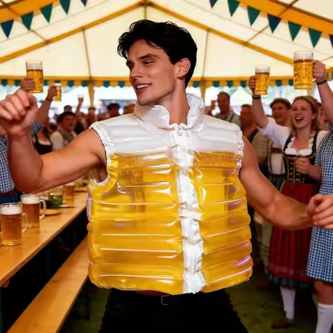 Wearable Beer Jacket Refillable Beverage Jacket Transparent Beer Jacket with Straw Refillable Bevera