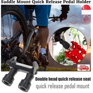 Saddle Mount Quick Release Pedal Holder Bracket Adapter MTB Folding Bicycle Brompton Pikes 3Sixty Dahon Bike Double Head