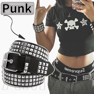 Metal Rivet Belt - Punk Rock, Y2K, Fashion - Adjustable - Leather Waist Strap With Pin Buckle - Clot