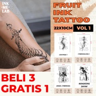 INKMELAB - 22X10 CM VOL 1 cm Fruit Ink Temporary Tattoo large size - Semi-Permanent Temporary Tattoo