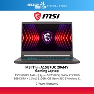 MSI Thin A15 B7UC-204MY Gaming Laptop - 15" FHD IPS 144Hz/R7-7735HS/8GB DDR4/512GB/RTX3050/W11