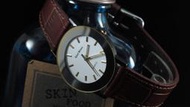 台灣品牌glad stone防水石英錶特殊弧面錶鏡;真皮面製錶帶,日本星晨miyota 2035石英機心