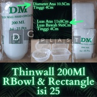 jual thinwall dm 200ml per pack food container mangkok plastik murah - rectangle