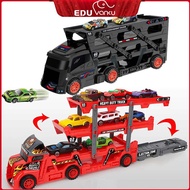 Construction Truck Car Toys for Kids Boys 3 4 5 6 Years Old Vehicle Playsets Toys Storage Catapult Transporter with Car Launcher &amp; 6 Alloy Cars Christmas Birthday Toys Gifts for Children
