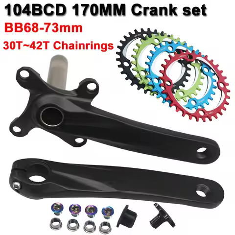 104BCD MTB mountain Road Bicycle Crankset 170mm BMX Bike Crank set Bottom 68BB Single speed Chainrin