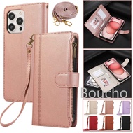 Zipper Wallet Phone Case for Sharp Aquos sense9 sense8 sense7 sense6 wish4 wish3 R9 Pro R6 Leather F
