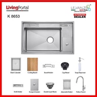 LEVANZO KOREAN STYLE 304 KITCHEN SINK- WITH ACCESSORIES - S/STEEL / NANO BLACK -K8653 / K8653B(FREE PULL OUT TAP)