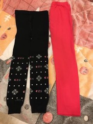 Lativ 150公分桃紅色長褲+黑色刷毛保暖內搭褲，兩件一起賣
