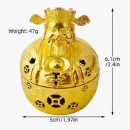 God of Wealth Censer made of alloy, size 6.1cm x 5cm, used to burn agarwood buds for home aromathera