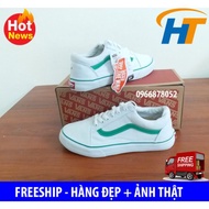Vans old skool Sneakers In White With Green Wave Pattern Super Excellent | Full box Offline | &lt; 2020 new new ≥ -