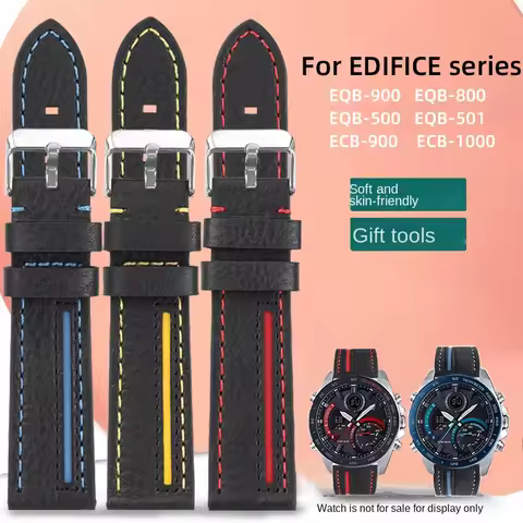 Spliced leather strap 22mm For Casio EQB900 EDIFICE EQB-501 500 EFR303 watch strap Bracelet EQB-800B