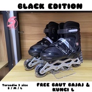 BLACK EDITION!! Sepatu Roda Anak Inline Skate POWER / Sepatu Roda Model Bajaj Free Baut dan Kunci L 