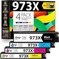 Smart Ink Compatible Printer Cartridges Compatible with HP 973X 973 XL 4 Multipack (Black, Blue, Red