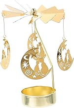 Minkissy Candle Holder Cat on Moon Spinning Tea Light Holder Metal Rotating Tea Light Carousel Candl