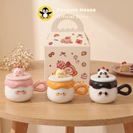 [Penguin] cute ceramic cup, cute ceramic cup 400ml ceramic cup decor study table bedroom women's bir